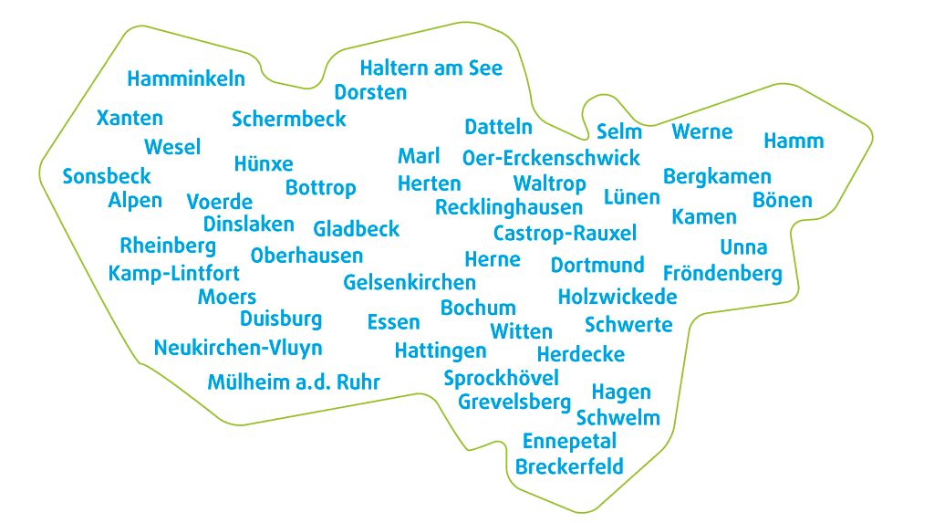 Karte des Ruhrgebietes